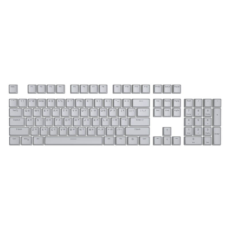 First Ukrainian PBT Keycaps (HTS-137) Gray image 1