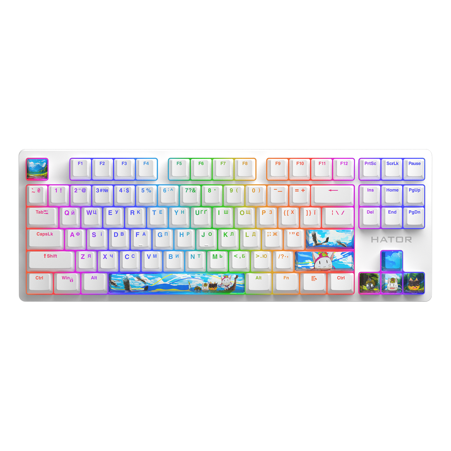 Set of PBT keycaps Authentic Edition Fighting cats (HTS-705) image 2