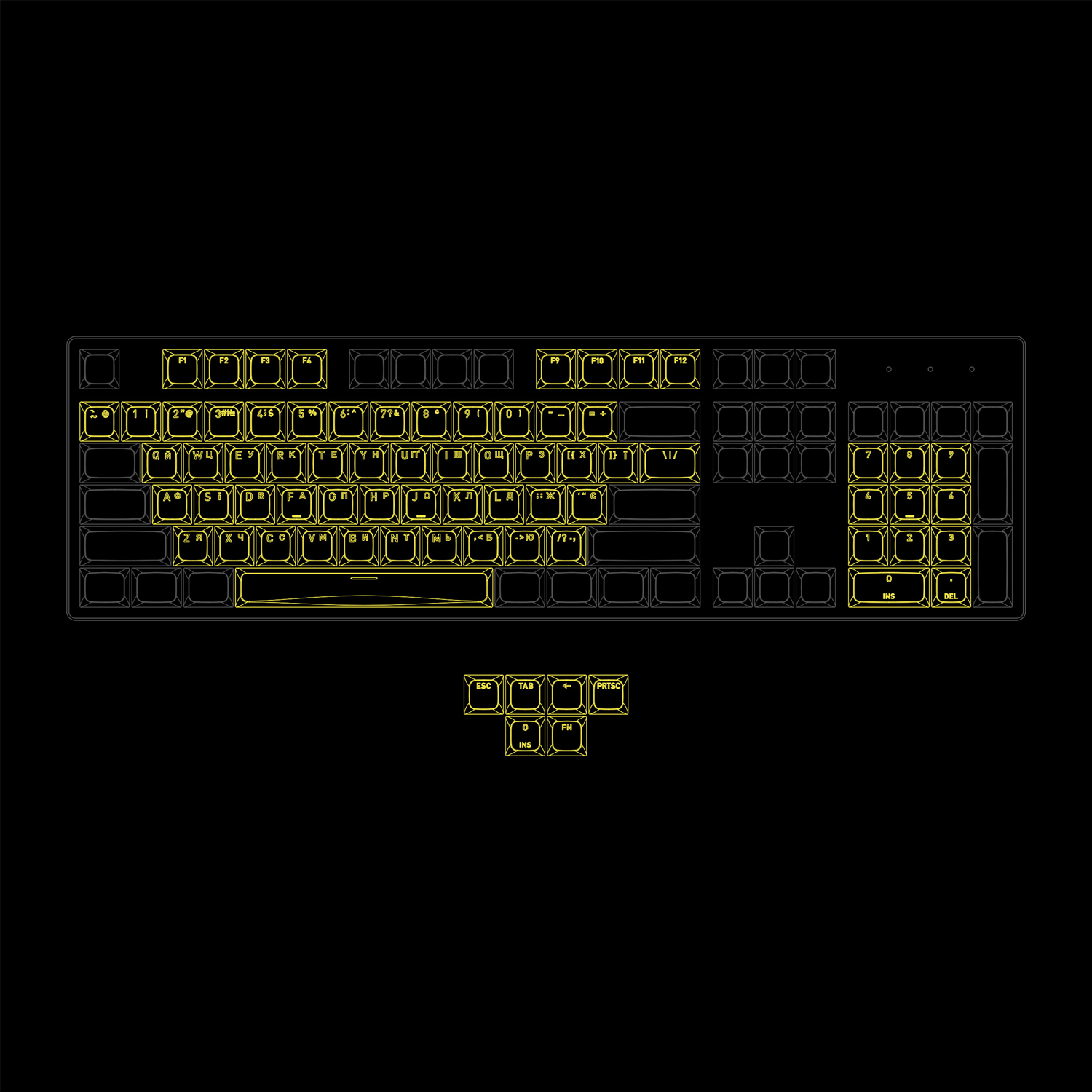 HATOR OMA profile PBT keycap set Black US/UA  A-part  ANSI/ISO (HTS500) obrazek 5