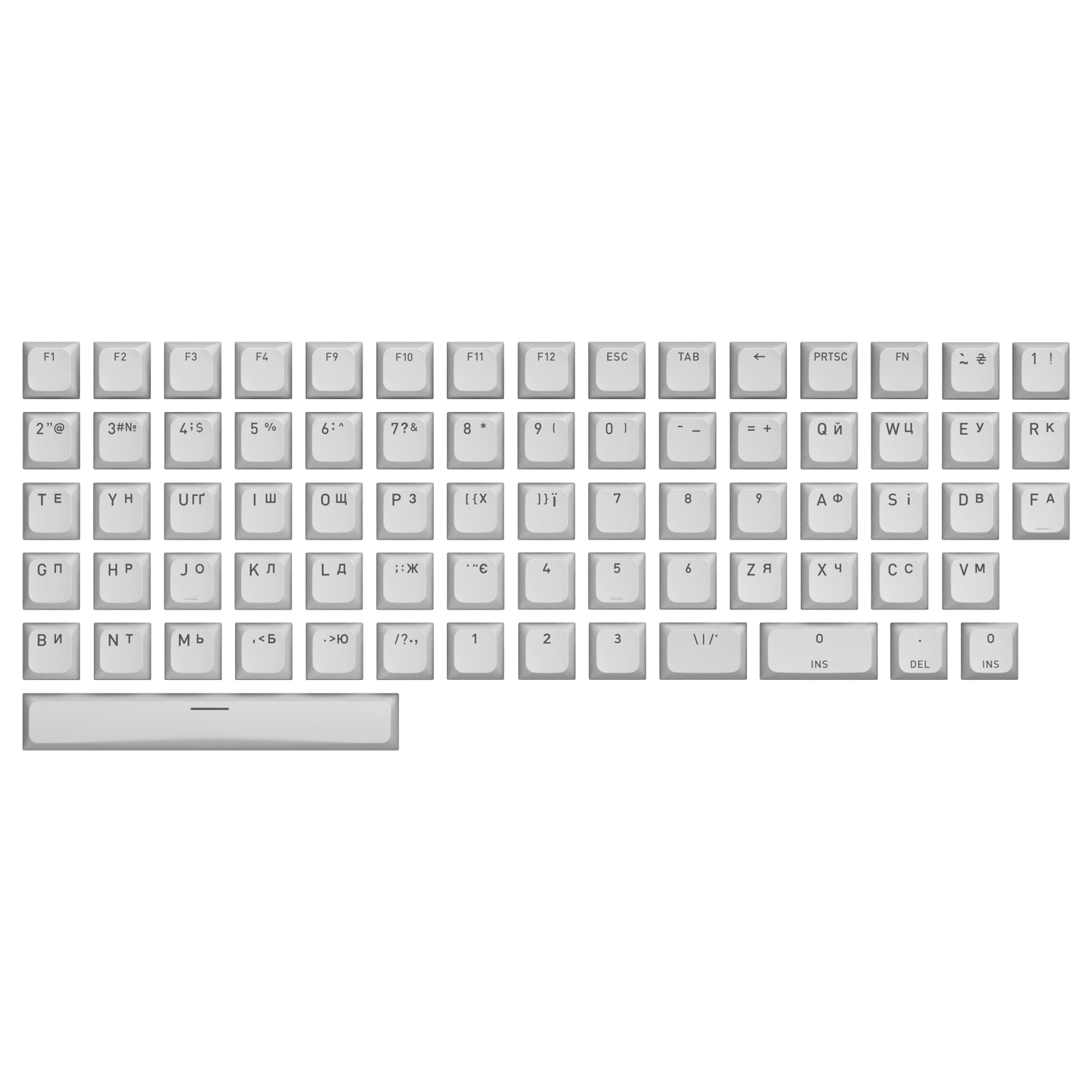 HATOR OMA profile PBT keycap set White US/UA  A-part  ANSI/ISO (HTS510) зображення 1