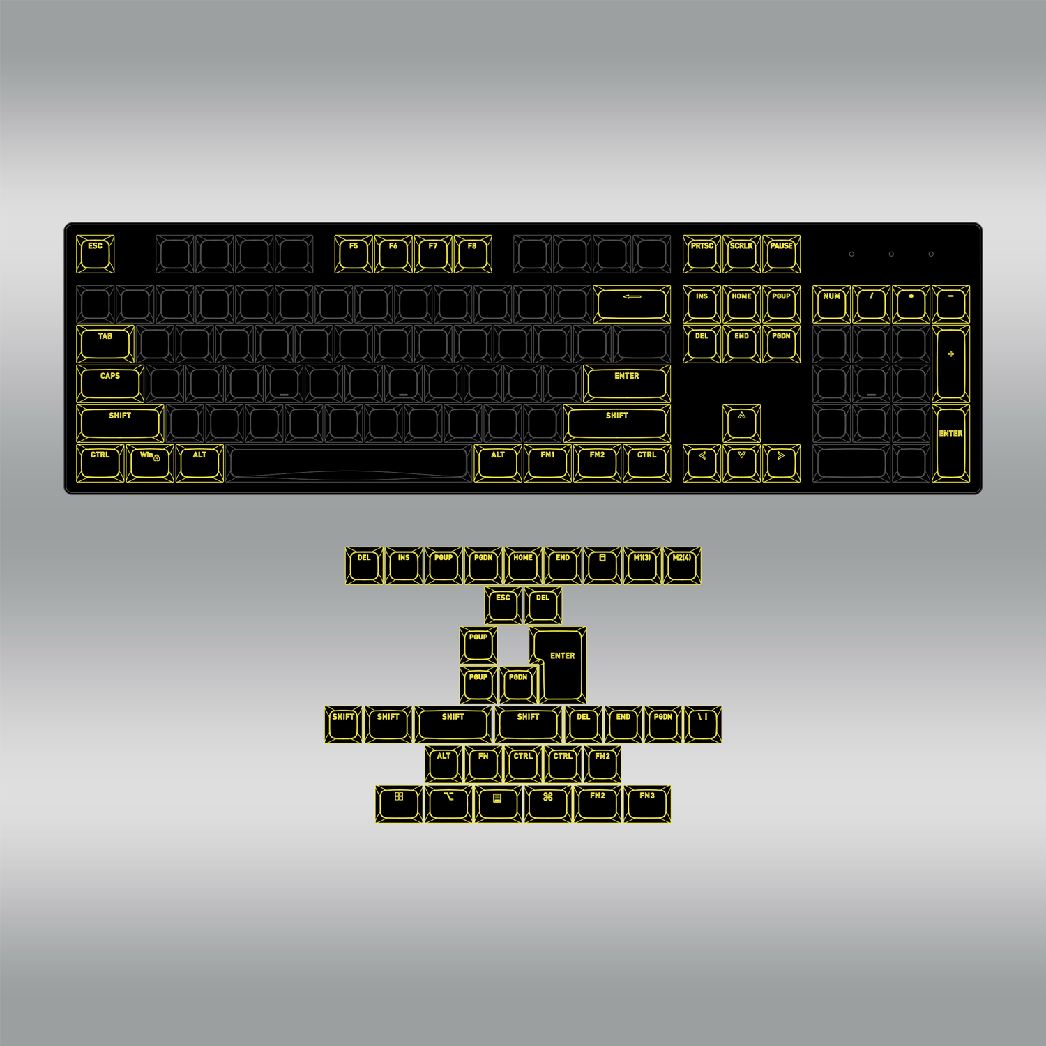 HATOR OMA profile PBT keycap set black B-part ANSI/ISO (HTS503) obrazek 4